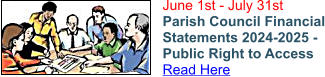 June 1st - July 31st Parish Council Financial Statements 2024-2025 - Public Right to Access Read Here
